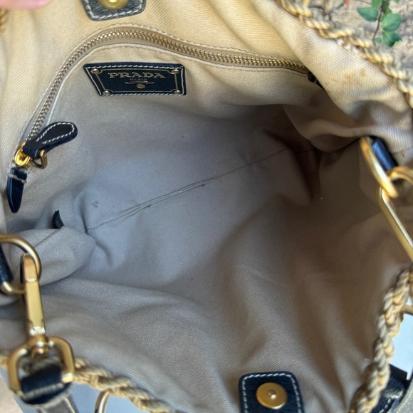 SOLD Prada Leather Trimmed Woven Rope Tote - Picture 13 of 15